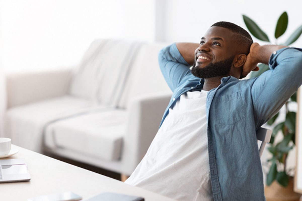 Black man taking a break